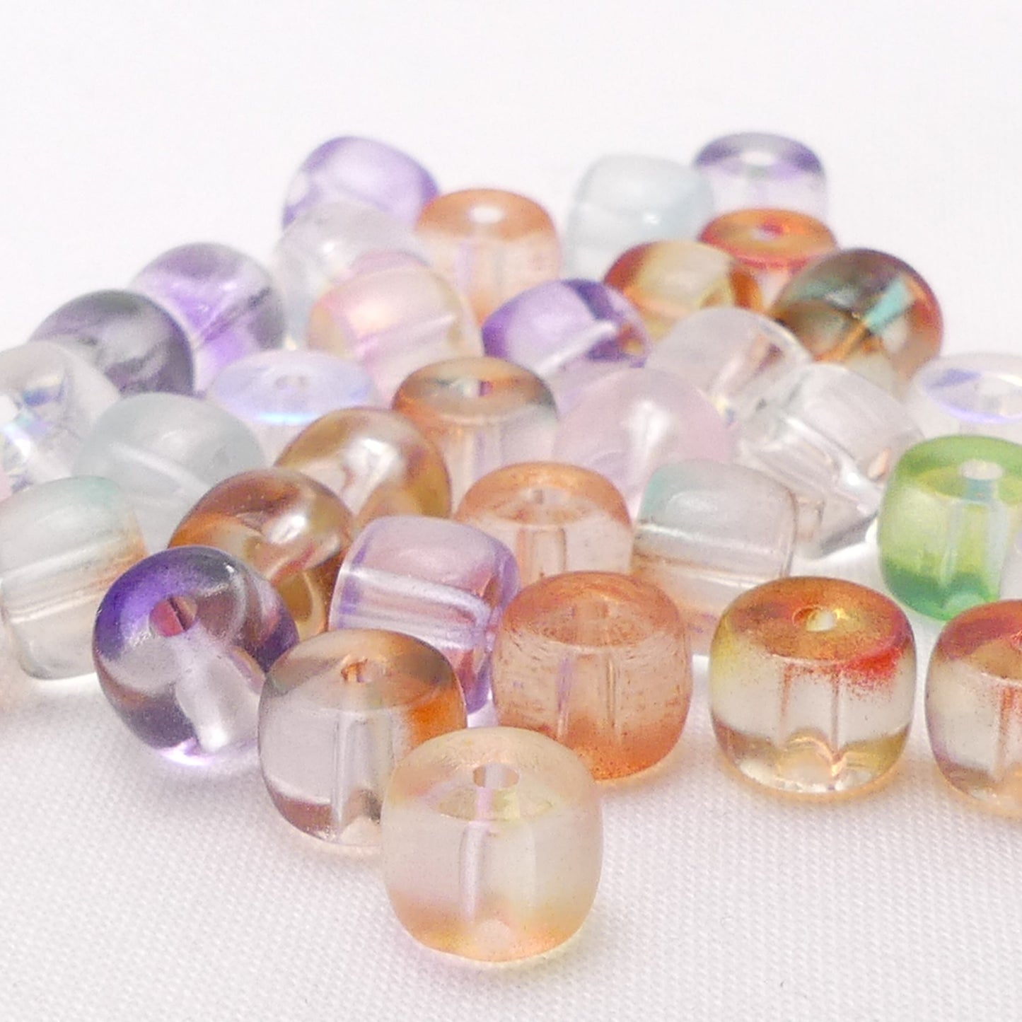 40 Mixed Barrel Glass Beads