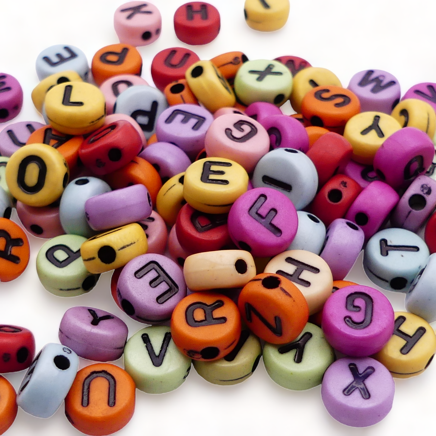 100 Mixed Alphabet Letter Beads RAMDOM Mix Of Colours And Letters