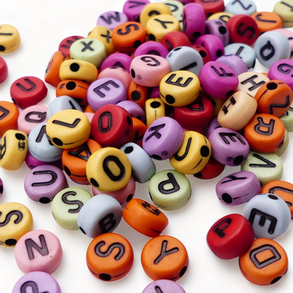 100 Mixed Alphabet Letter Beads RAMDOM Mix Of Colours And Letters