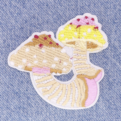 Mushroom Iron On / Sew On Applique Patch Toadstool Fungi Embroidered