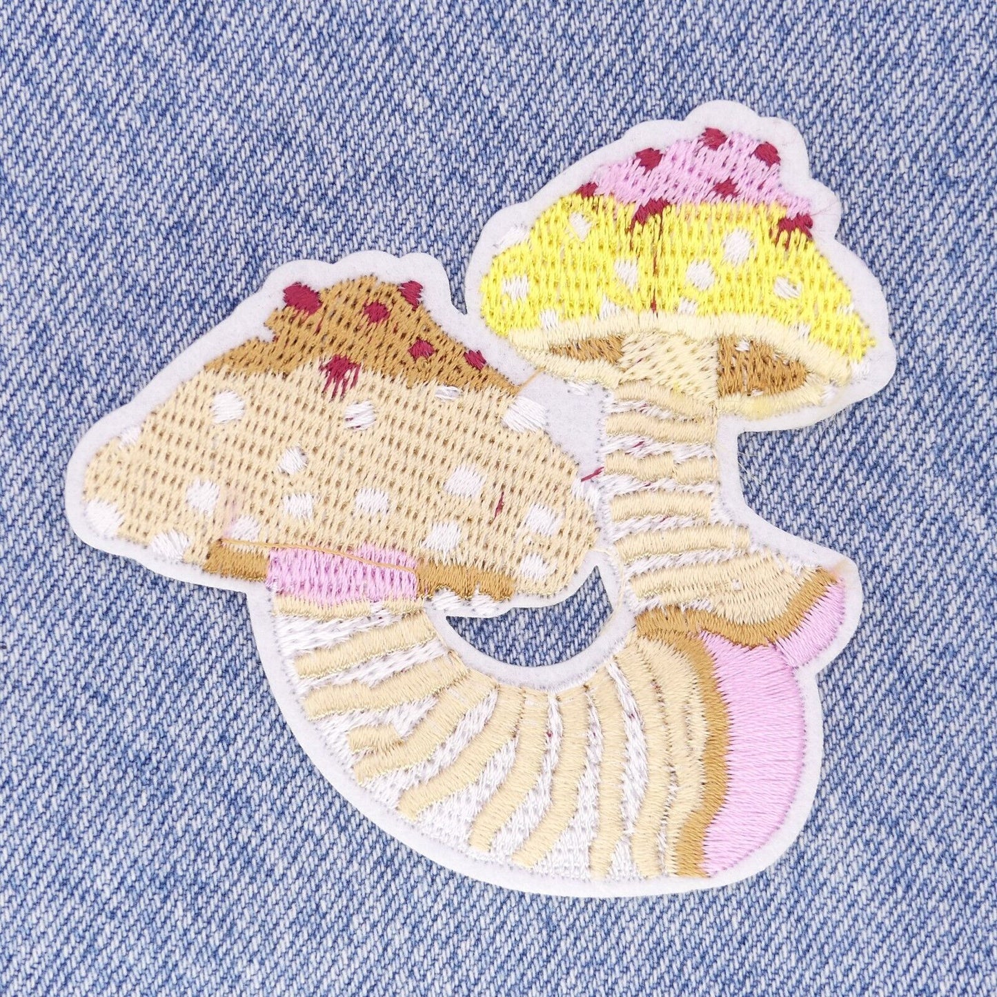 Mushroom Iron On / Sew On Applique Patch Toadstool Fungi Embroidered