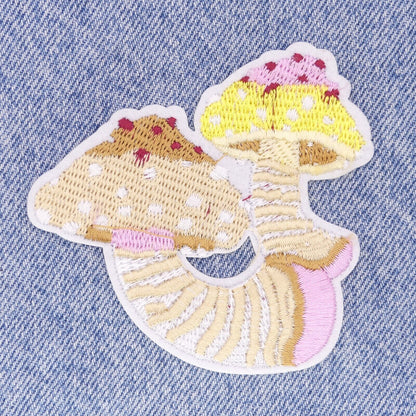 Mushroom Iron On / Sew On Applique Patch Toadstool Fungi Embroidered