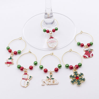 Set Of 6 Christmas Wine Glass Charms Ideal Festive Table Decoration Secret Santa