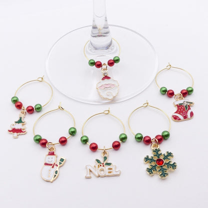 Set Of 6 Christmas Wine Glass Charms Ideal Festive Table Decoration Secret Santa