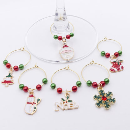 Set Of 6 Christmas Wine Glass Charms Ideal Festive Table Decoration Secret Santa