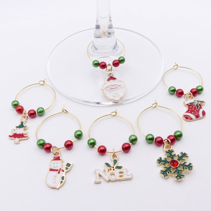 Set Of 6 Christmas Wine Glass Charms Ideal Festive Table Decoration Secret Santa