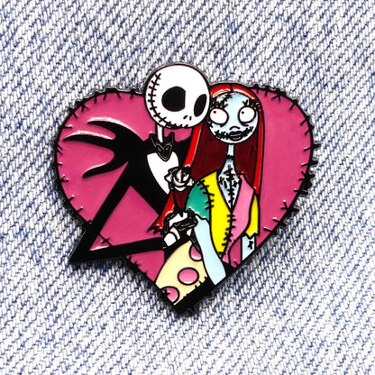 Nightmare Before Christmas Jack & Sally Enamel Pin Badge