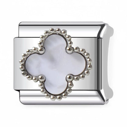 Black White Clover Italian Modular Charms Fits All 9mm Italian Bracelets