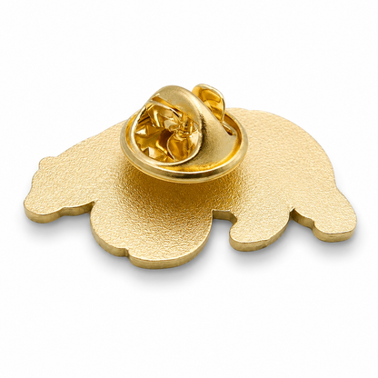 Gold metal enamel pin back with round clasp and safety latch
