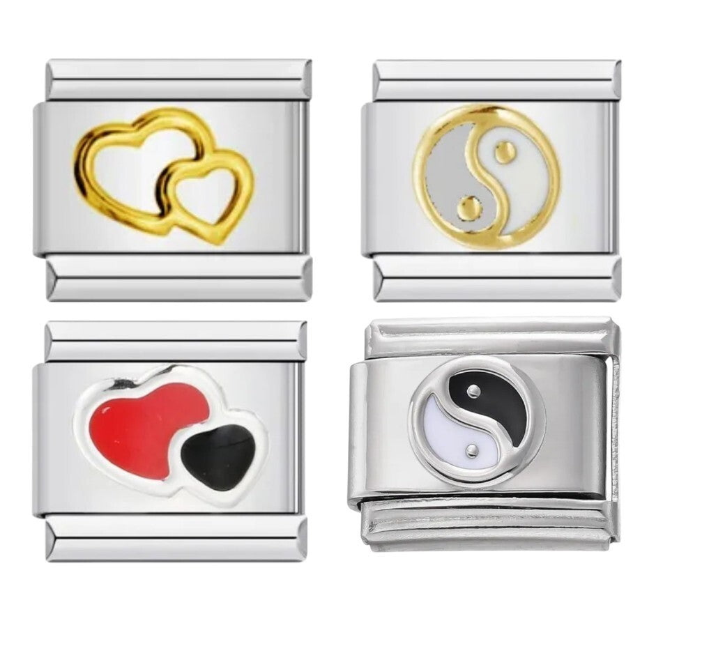 Yin Yang heart Italian Charm Link Fits nomination And All 9mm Italian Bracelets