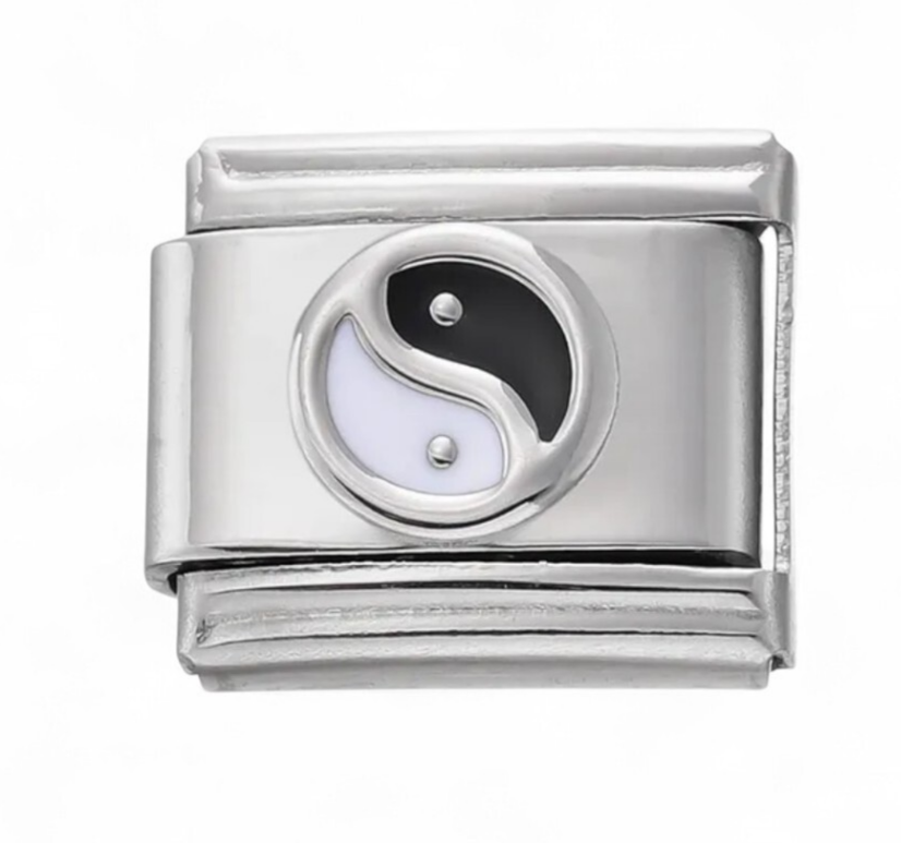 Yin Yang heart Italian Charm Link Fits nomination And All 9mm Italian Bracelets