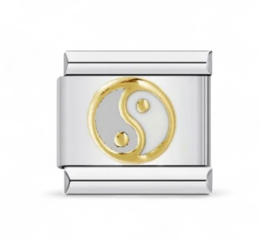 Yin Yang heart Italian Charm Link Fits nomination And All 9mm Italian Bracelets