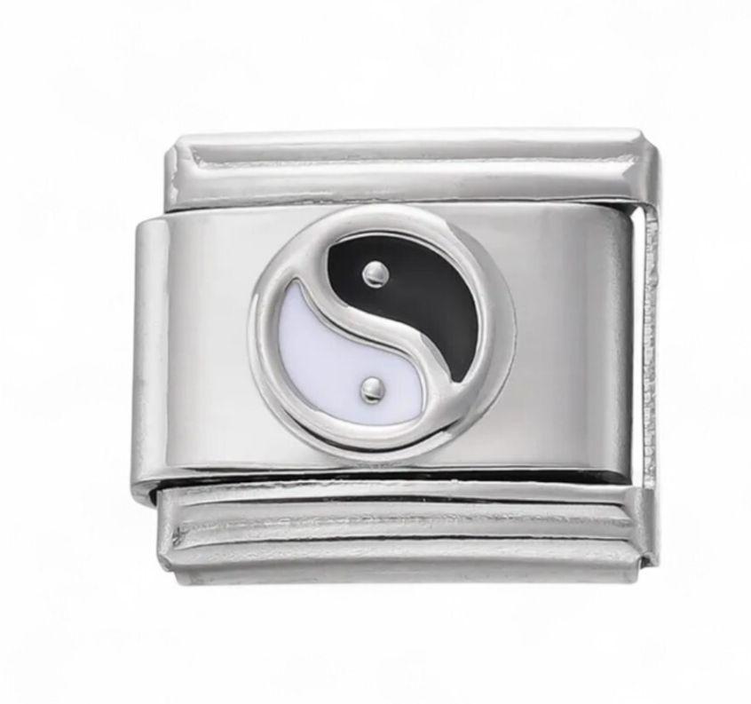Yin Yang heart Italian Charm Link Fits nomination And All 9mm Italian Bracelets