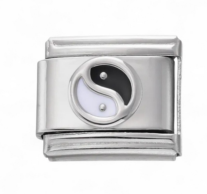 Yin Yang heart Italian Charm Link Fits nomination And All 9mm Italian Bracelets