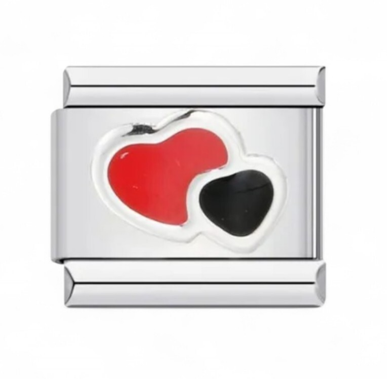 Yin Yang heart Italian Charm Link Fits nomination And All 9mm Italian Bracelets