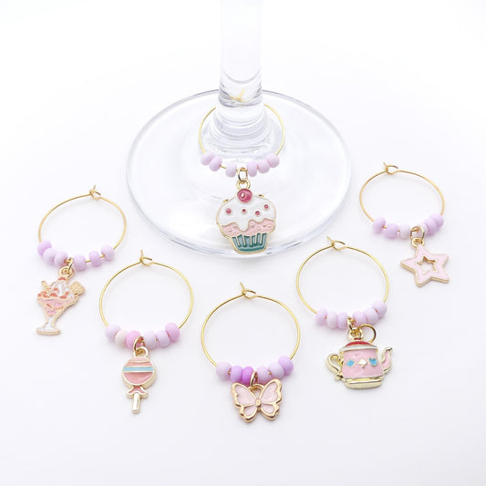 Set Of 6 Wine Glass Charms