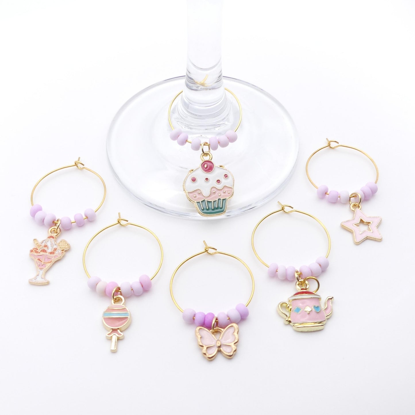 Set Of 6 Wine Glass Charms