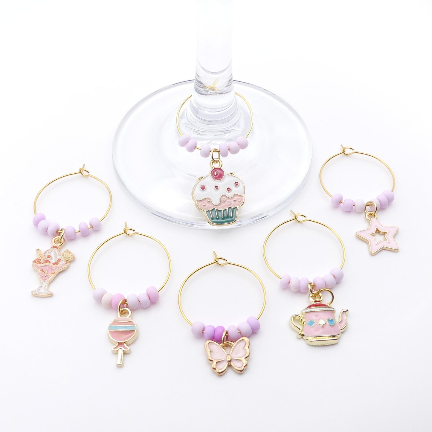 Set Of 6 Wine Glass Charms
