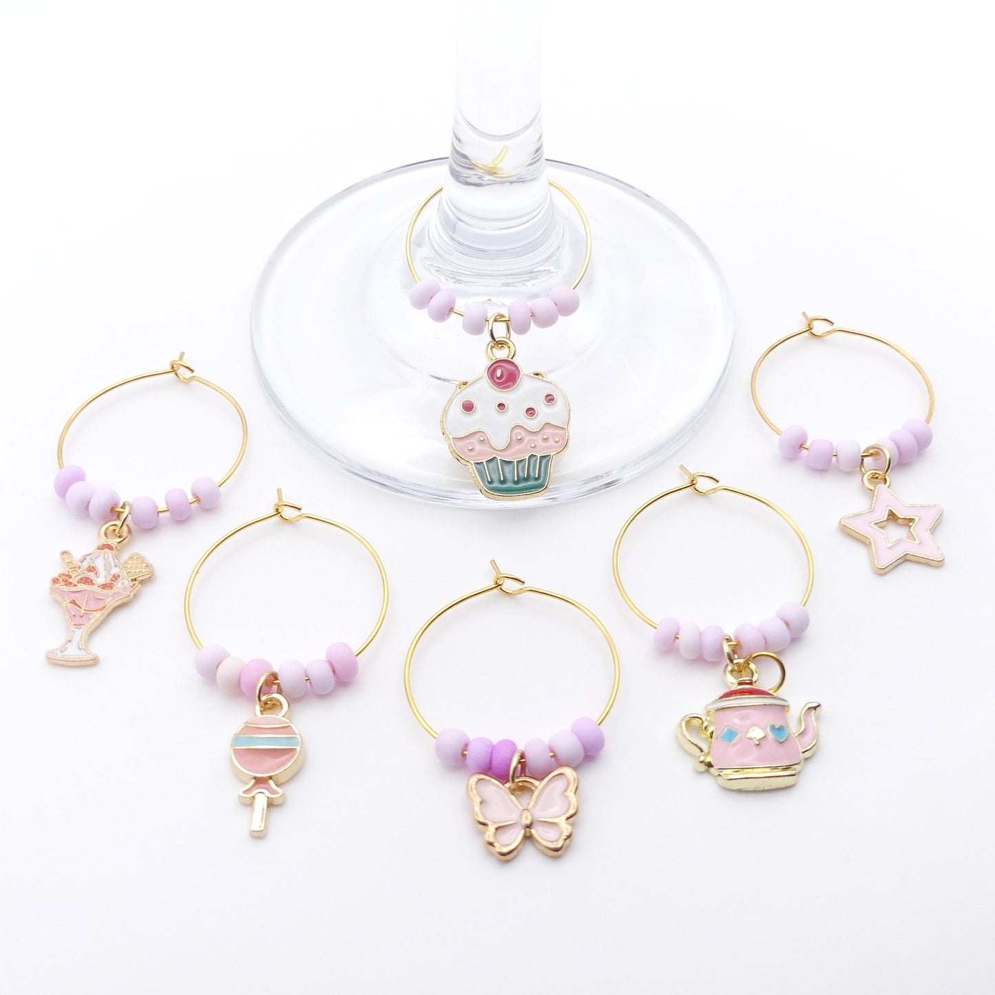 Set Of 6 Wine Glass Charms
