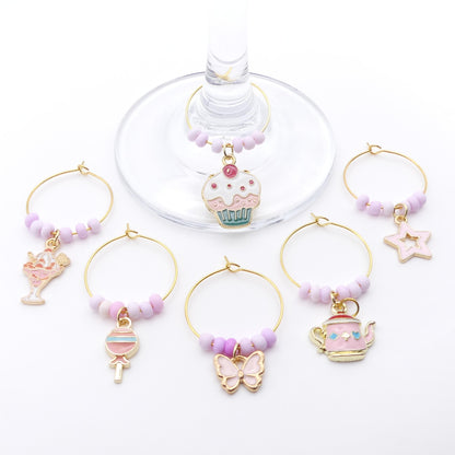 Set Of 6 Wine Glass Charms