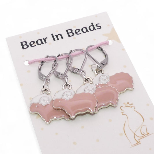 4 Pastel Pink Sheep Row Counter Crochet Knitting Clip Stitch Markers Holders