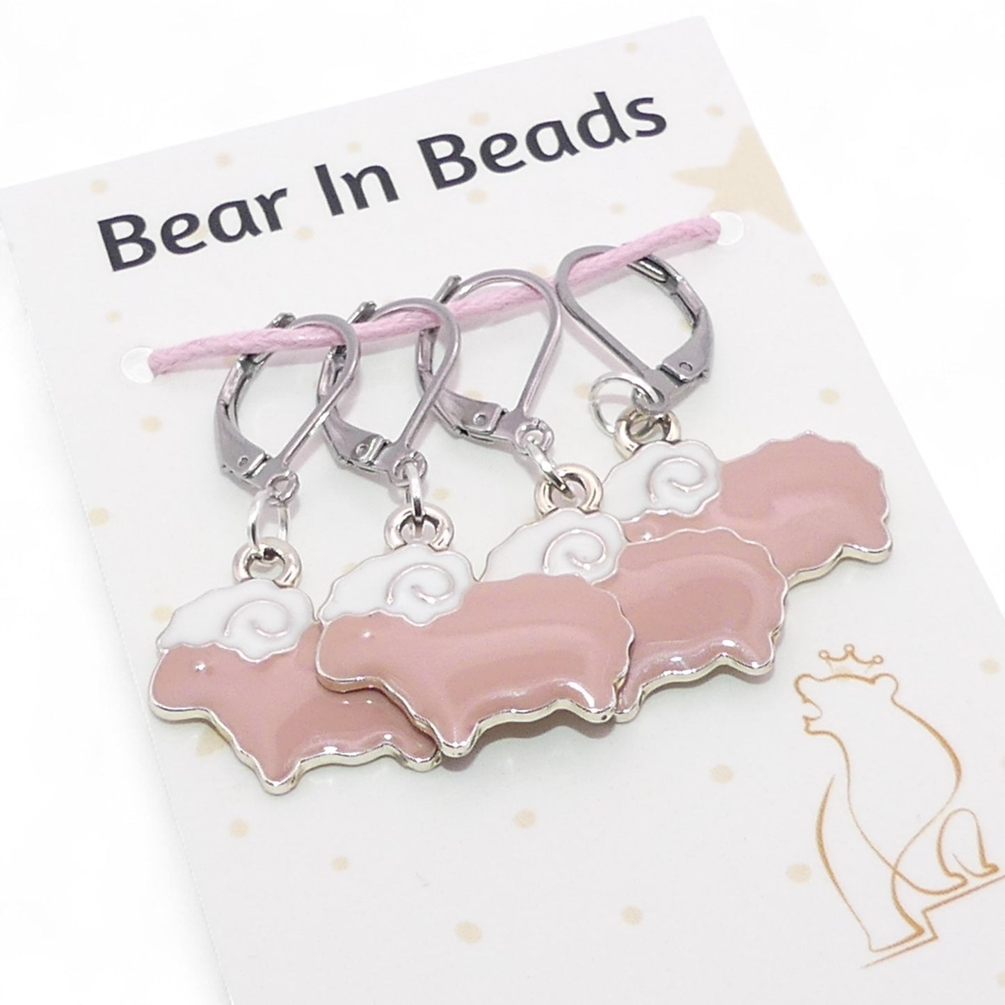 4 Pastel Pink Sheep Row Counter Crochet Knitting Clip Stitch Markers Holders