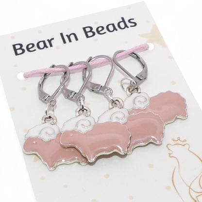 4 Pastel Pink Sheep Row Counter Crochet Knitting Clip Stitch Markers Holders