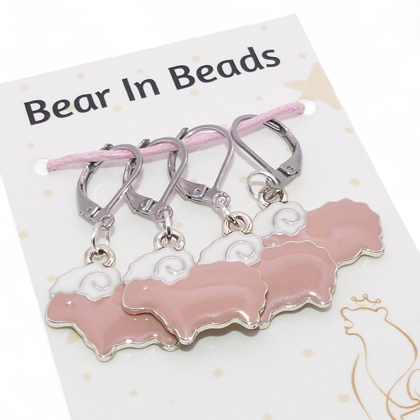 4 Pastel Pink Sheep Row Counter Crochet Knitting Clip Stitch Markers Holders