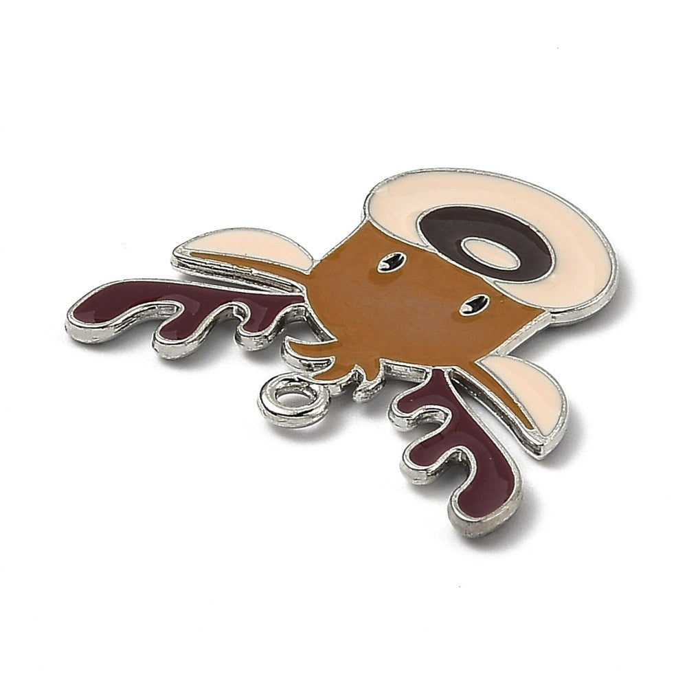 Enamel Reindeer Charms Rudolph Christmas Festive Silver Base 25mm x 29mm