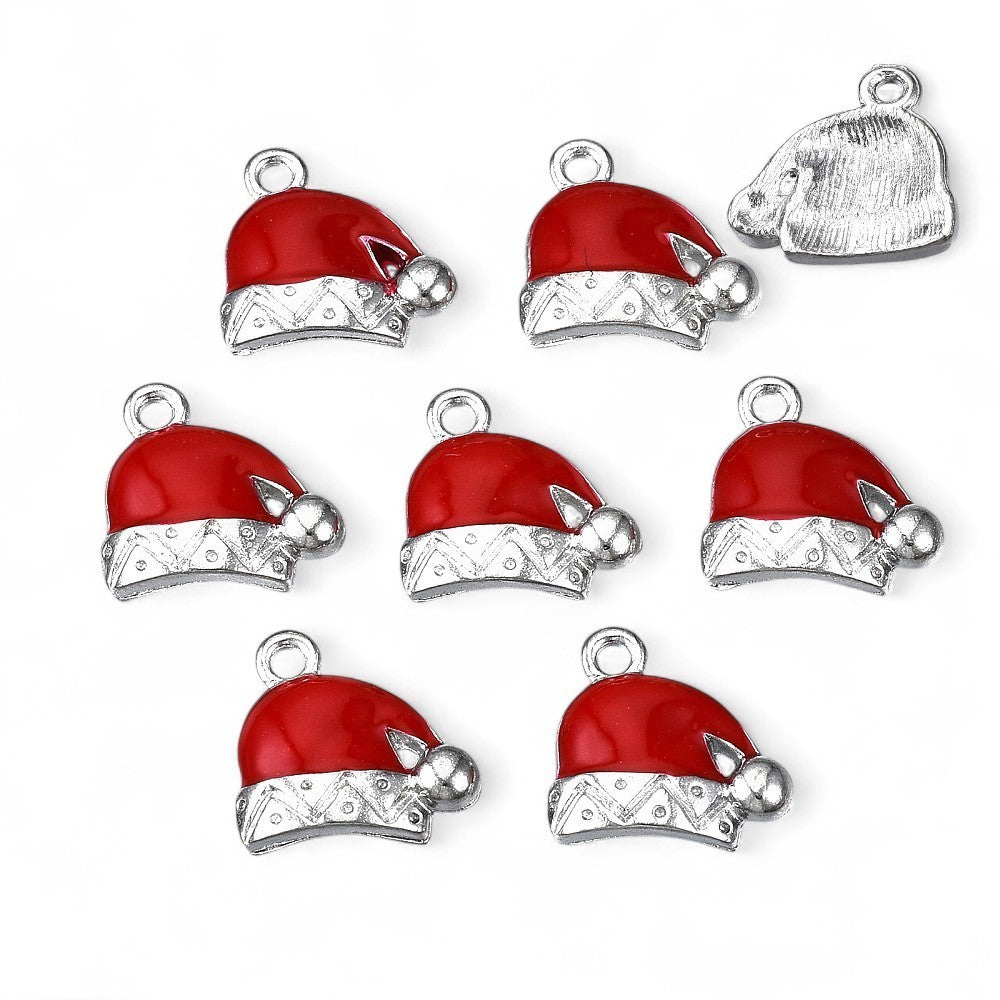 Enamel Santa Hats Christmas Charms