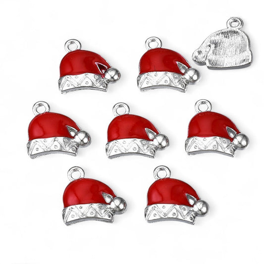 Enamel Santa Hats Christmas Charms