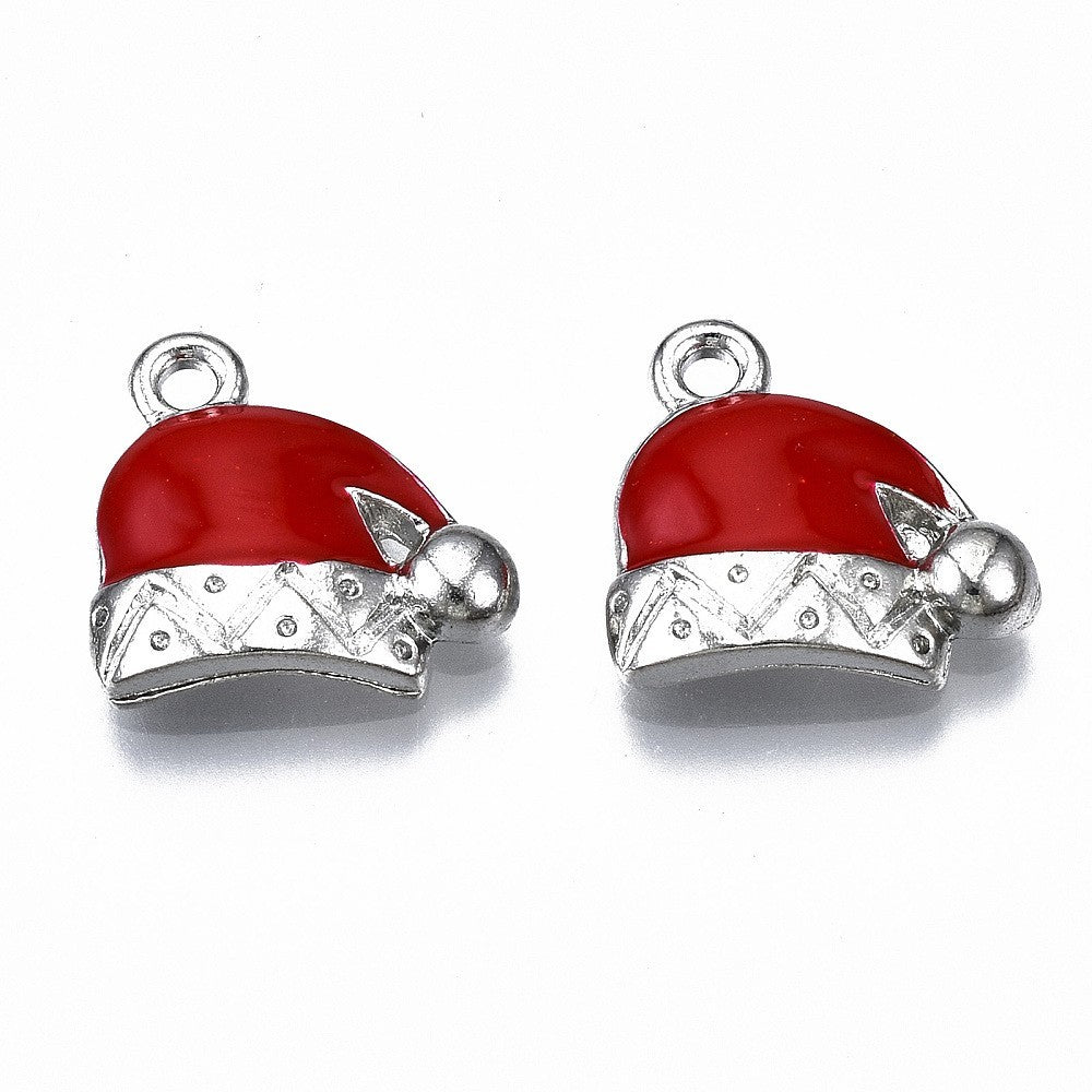 Enamel Santa Hats Christmas Charms