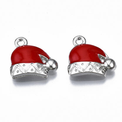 Enamel Santa Hats Christmas Charms