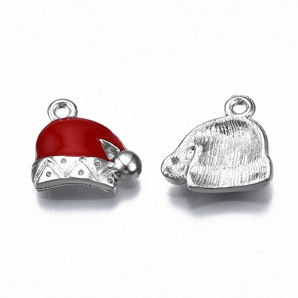 Enamel Santa Hats Christmas Charms