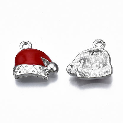 Enamel Santa Hats Christmas Charms