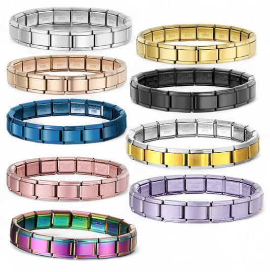 Adjustable Italian Charm 18 Link Starter Steel Bracelet