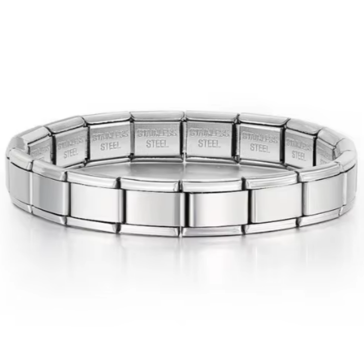 Adjustable Italian Charm 18 Link Starter Steel Bracelet