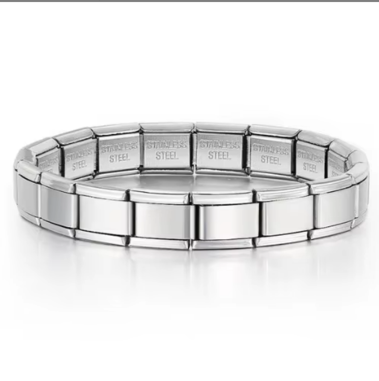 Adjustable Italian Charm 18 Link Starter Steel Bracelet