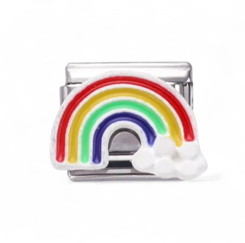 Italian charm Rainbow Pink Heart paw Print Fits All Italian Bracelets Nomination