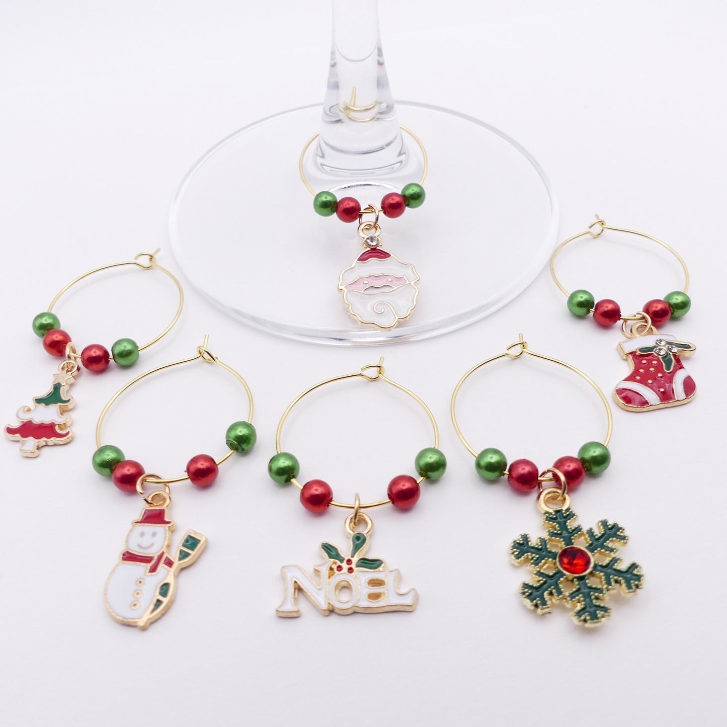 Set Of 6 Christmas Wine Glass Charms Ideal Festive Table Decoration Secret Santa