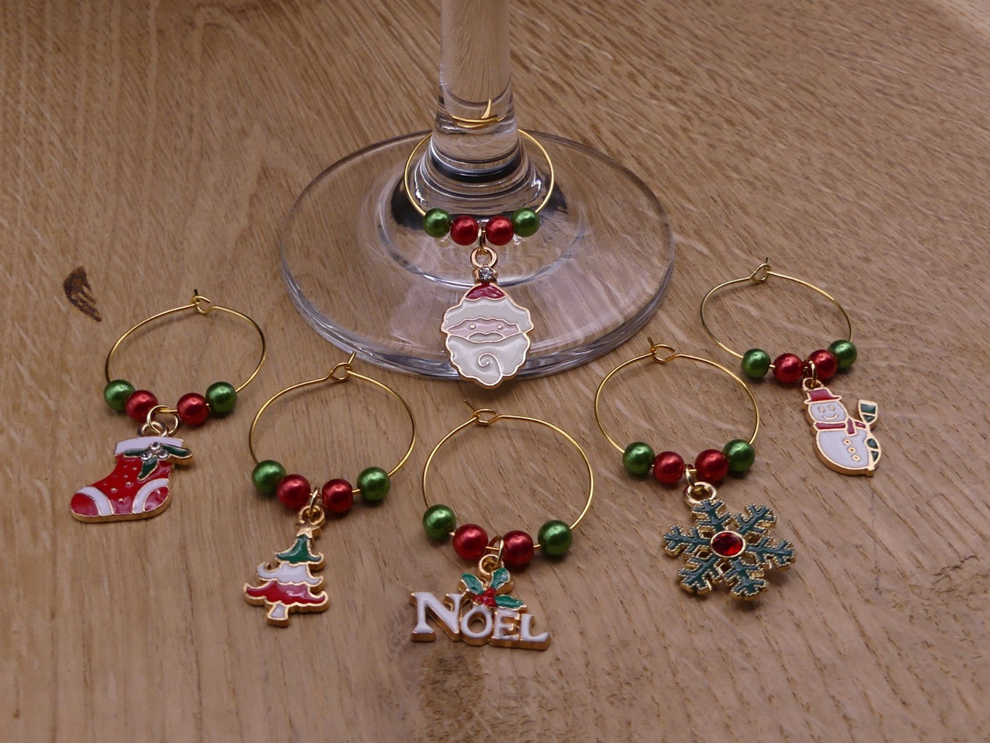 Set Of 6 Christmas Wine Glass Charms Ideal Festive Table Decoration Secret Santa
