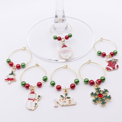 Set Of 6 Christmas Wine Glass Charms Ideal Festive Table Decoration Secret Santa