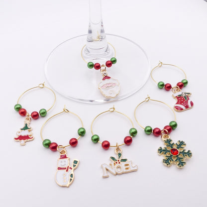 Set Of 6 Christmas Wine Glass Charms Ideal Festive Table Decoration Secret Santa