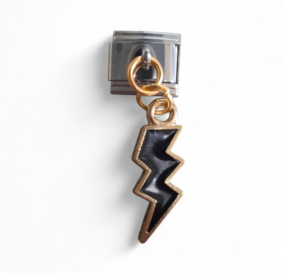 Black lightning bolt Italian dangle charm