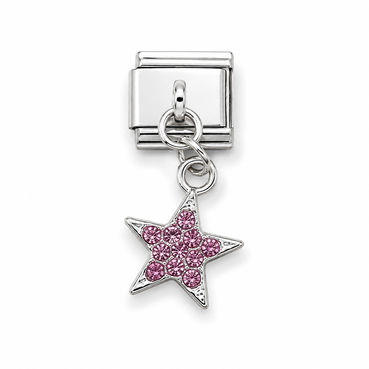 Pink Star Crystal Dangle Italian Charm | 9mm | Fits All Italian Bracelets
