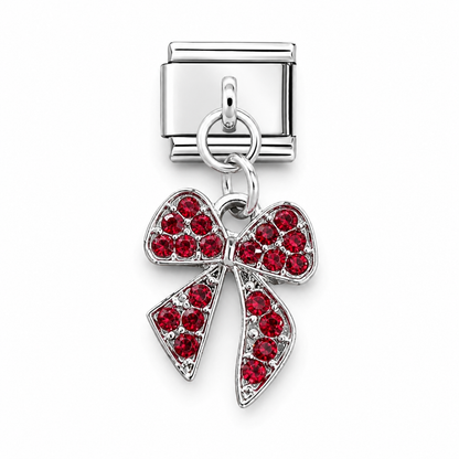 Red Bow Crystal Dangle Italian Charm | 9mm | Fits All Italian Bracelets