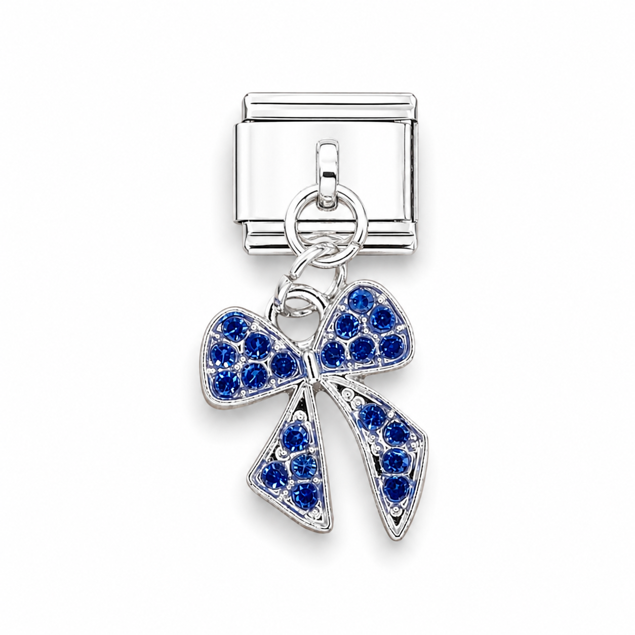 Blue Bow Crystal Dangle Italian Charm | 9mm | Fits All Italian Bracelets