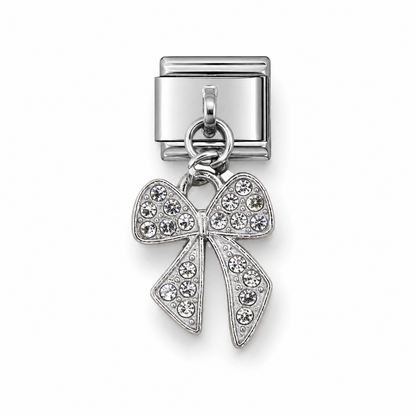 Clear Bow Crystal Dangle Italian Charm | 9mm | Fits All Italian Bracelets