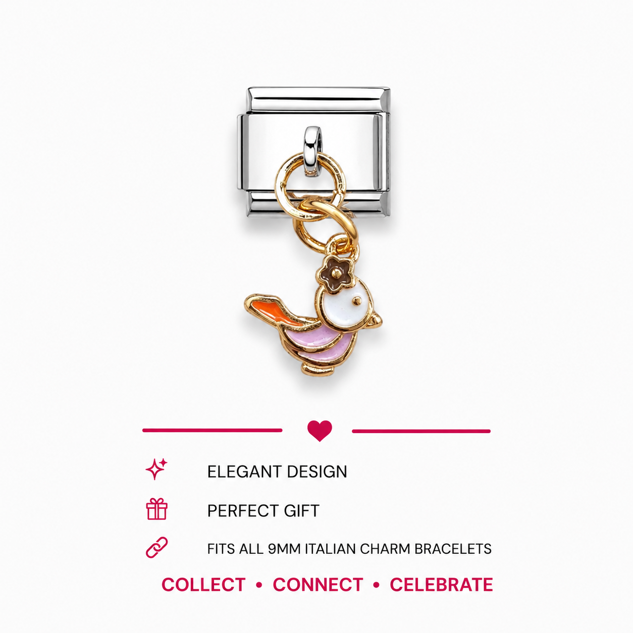 Pretty Bird Dangle Italian Charm | 9mm | Fits All Italian Bracelets