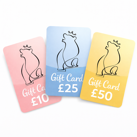 Bear In Beads gift cards with bear line art: £10, £25, £50